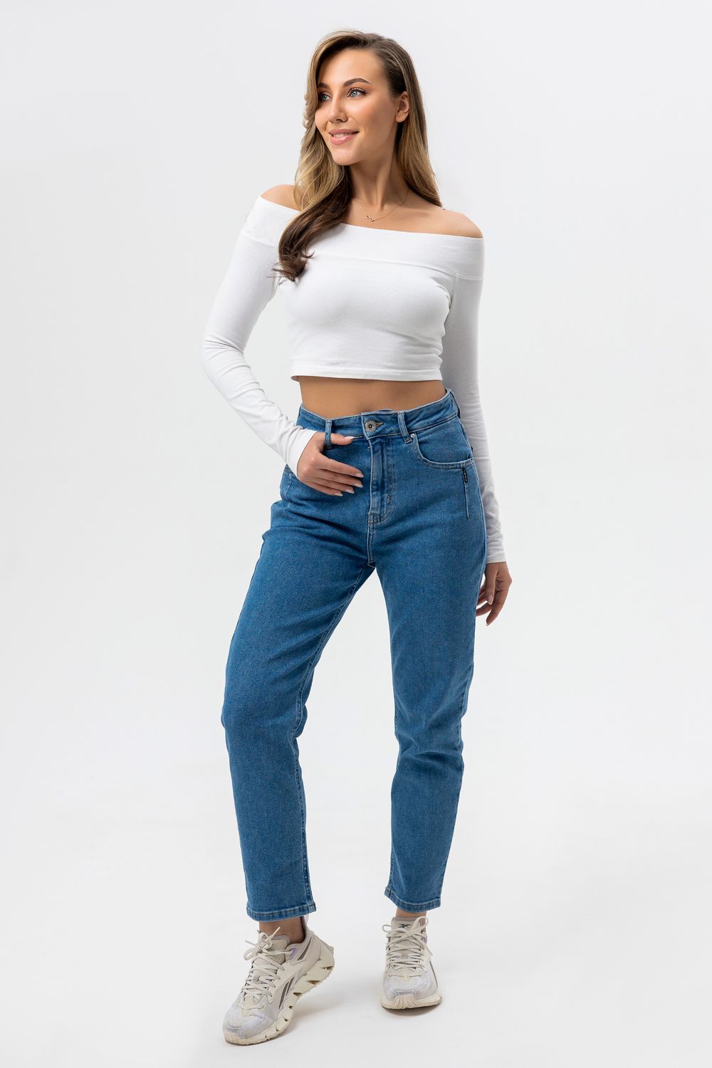 Джинсы женские Мом фит - темно-синий