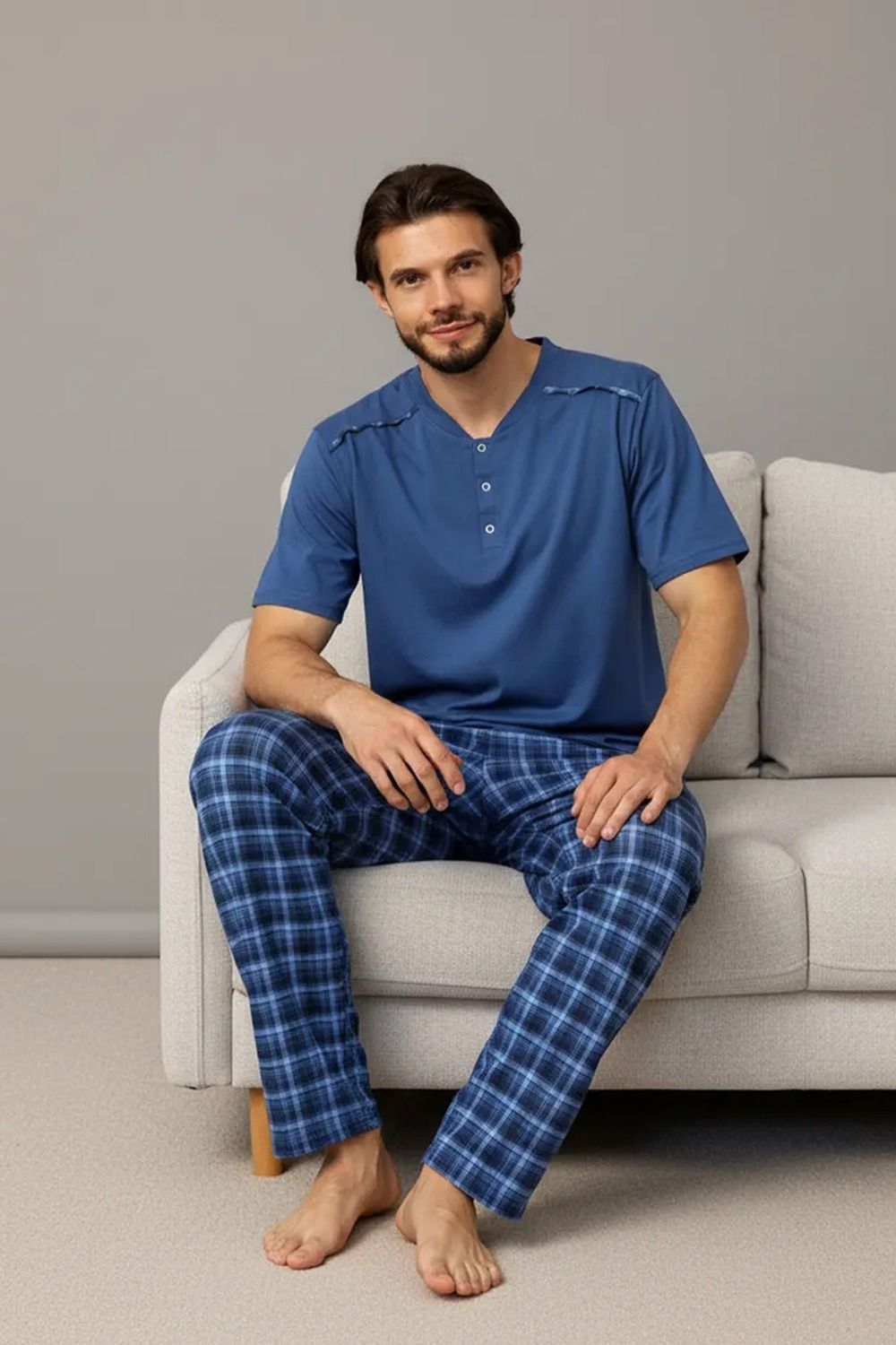 Костюм мужской Клетка - синий