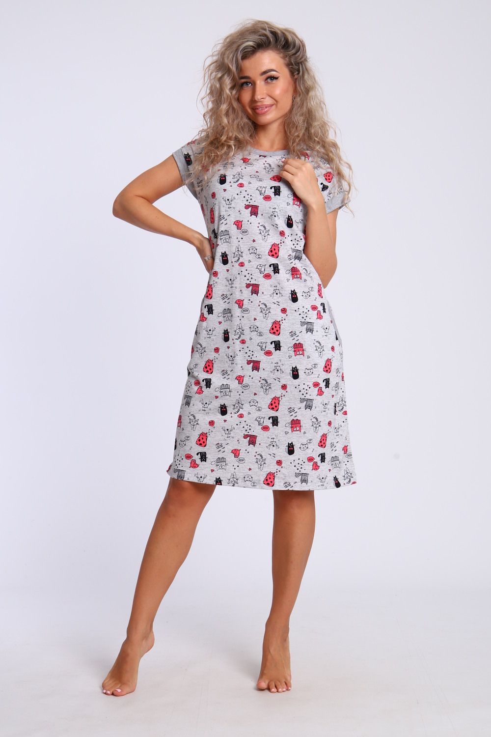 Платье домашнее арт. ПлД-00-010 - Котики