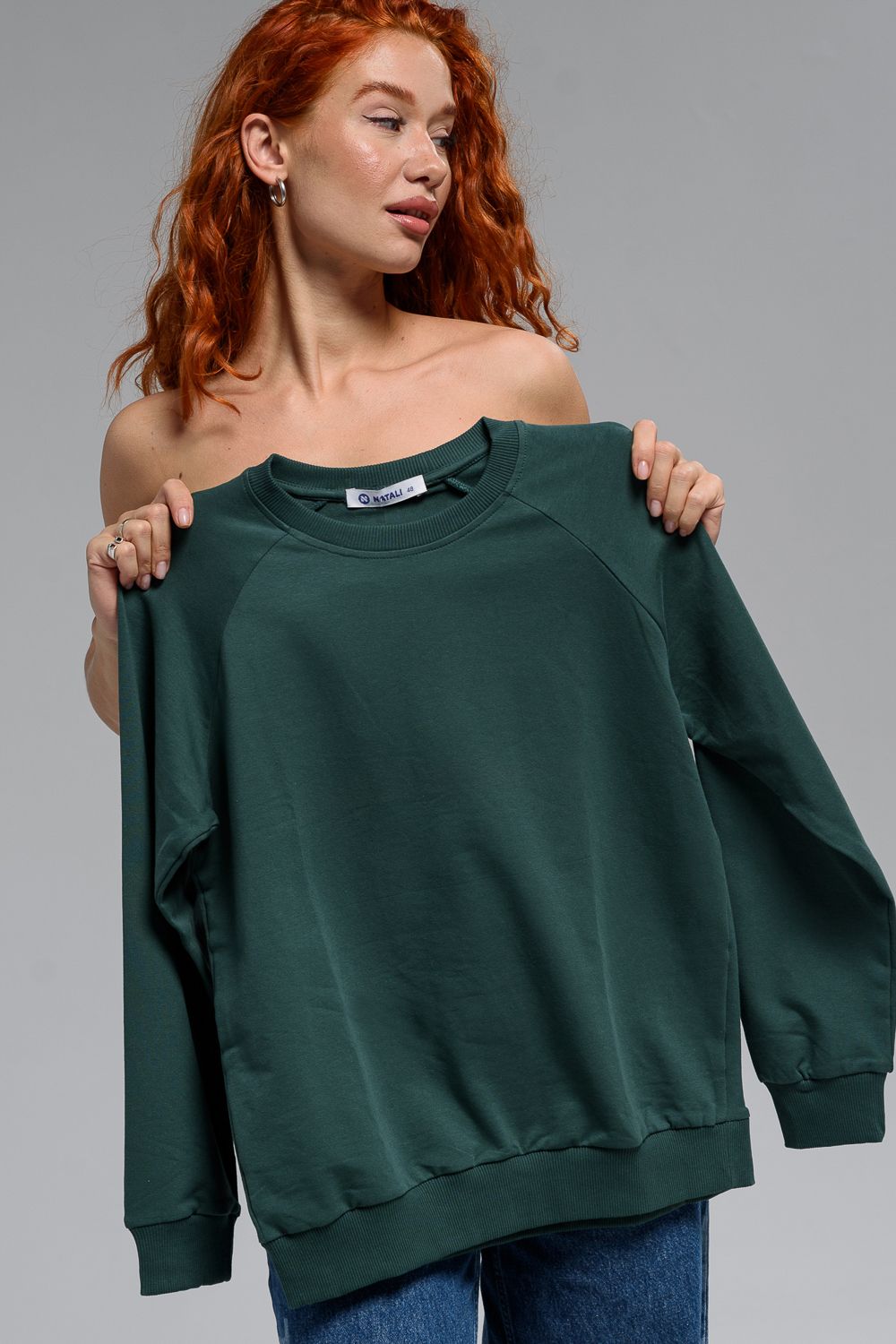 67162 свитшот базовый женский - темный хаки