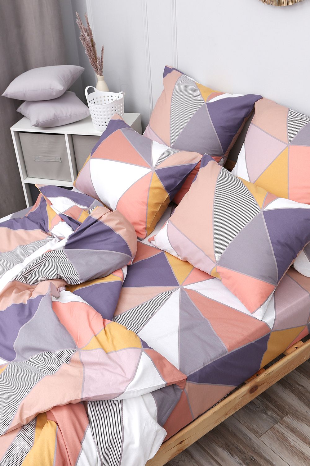 Пододеяльник поплин Геометрия - рыжий,беж