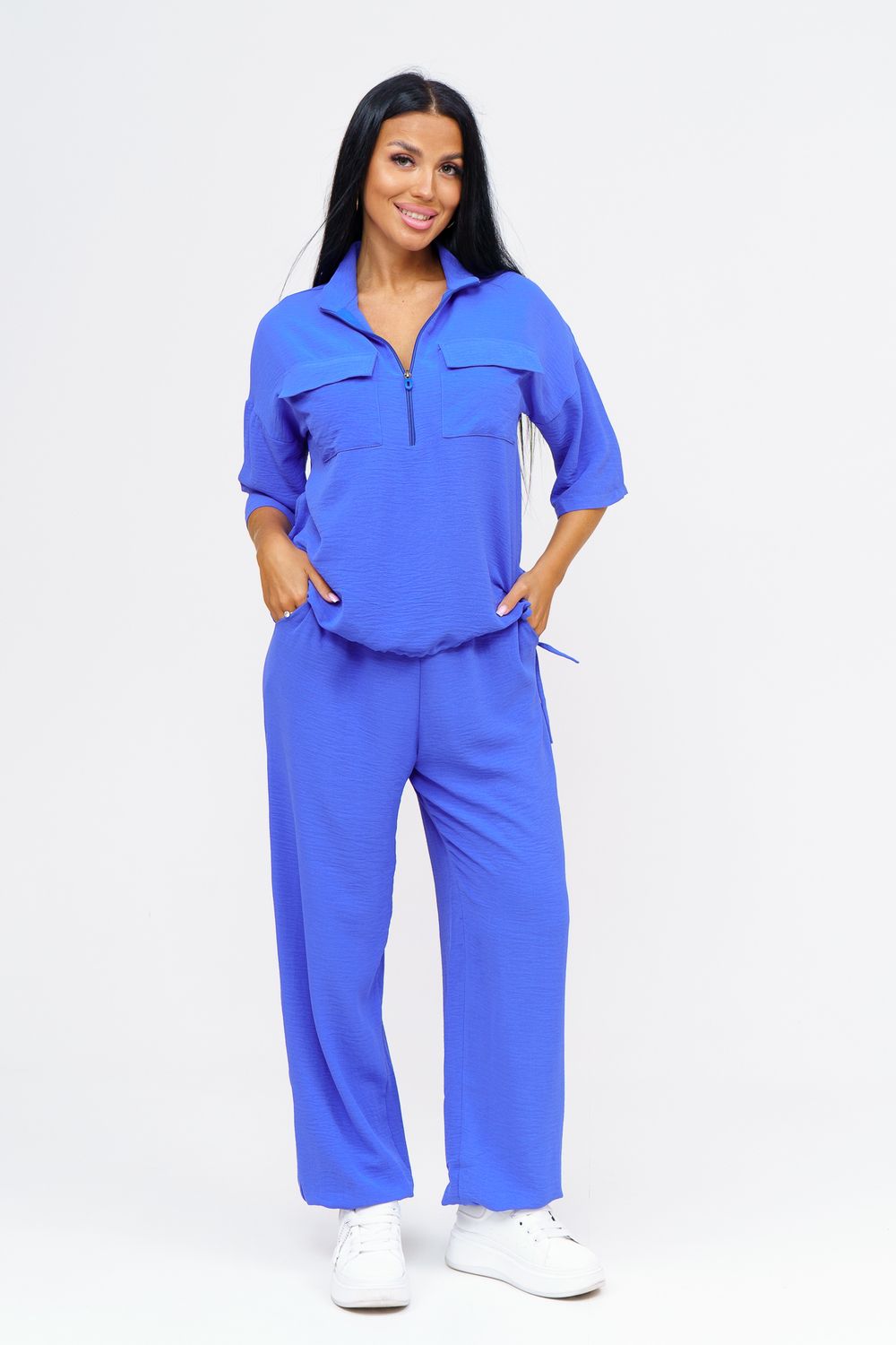 Женский брючный костюм 31836 - синий