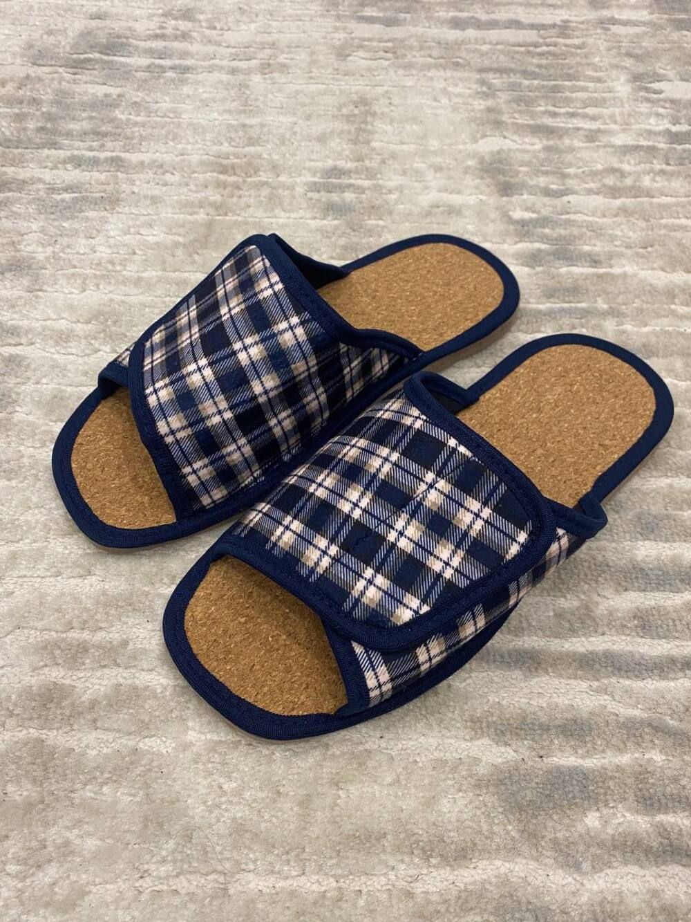 Тапочки мужские арт.124п флис - син клет белая