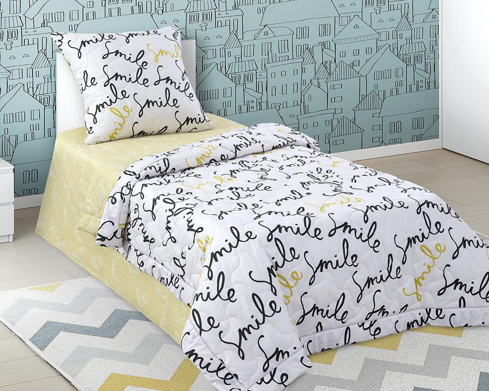 Комплект для сна с одеялом и стеганными наволочками Улыбнись, перкаль