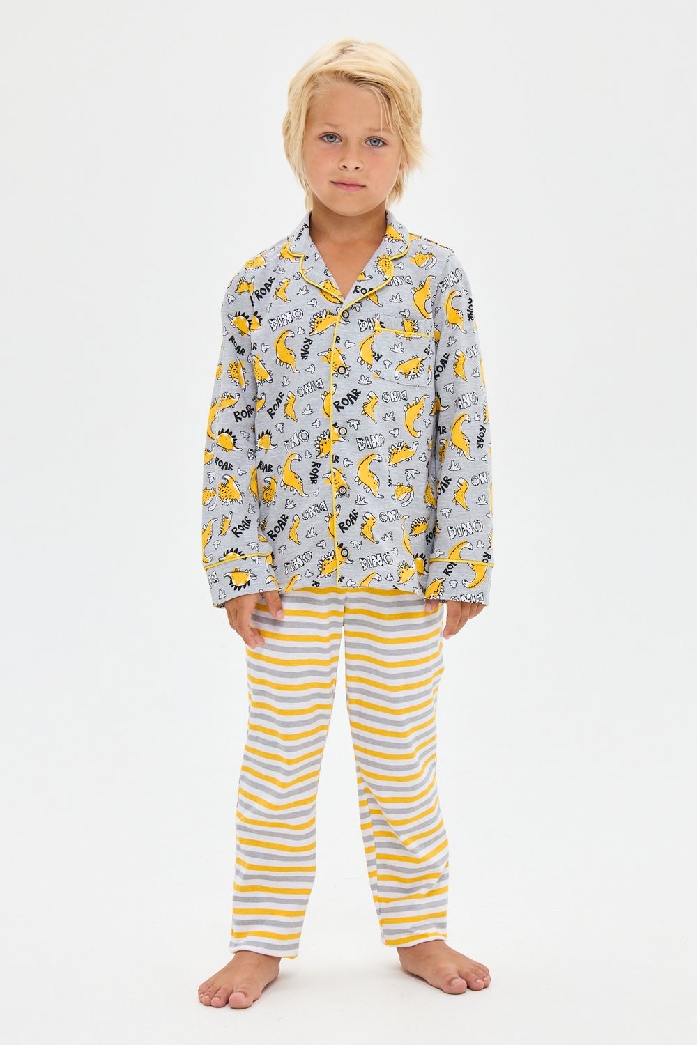 Дино-кант  детская пижама - серые