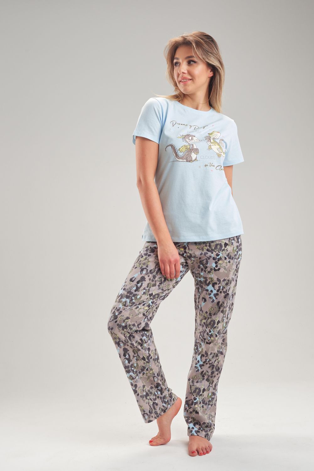 Пижама ТК 373 - голубой/динозавры