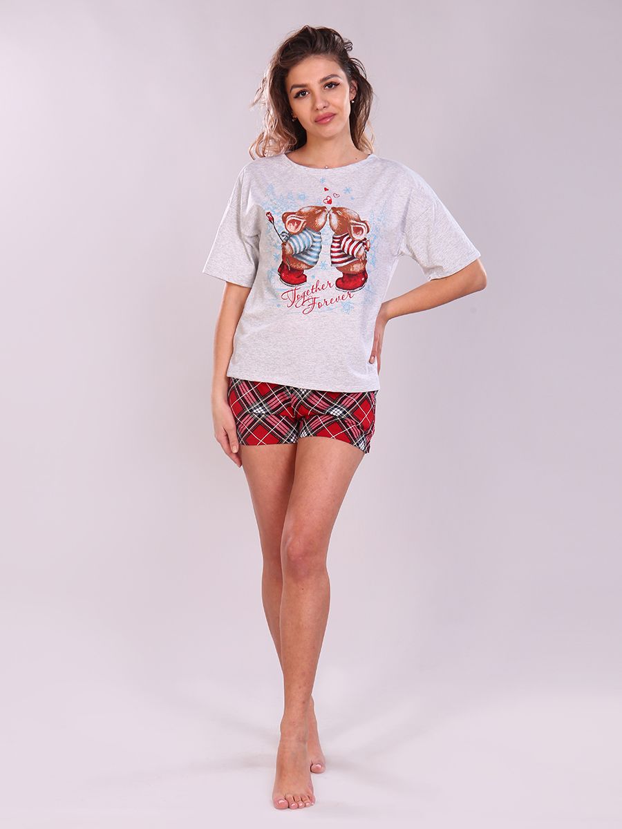 ТК 231 Пижама - серый/клетка