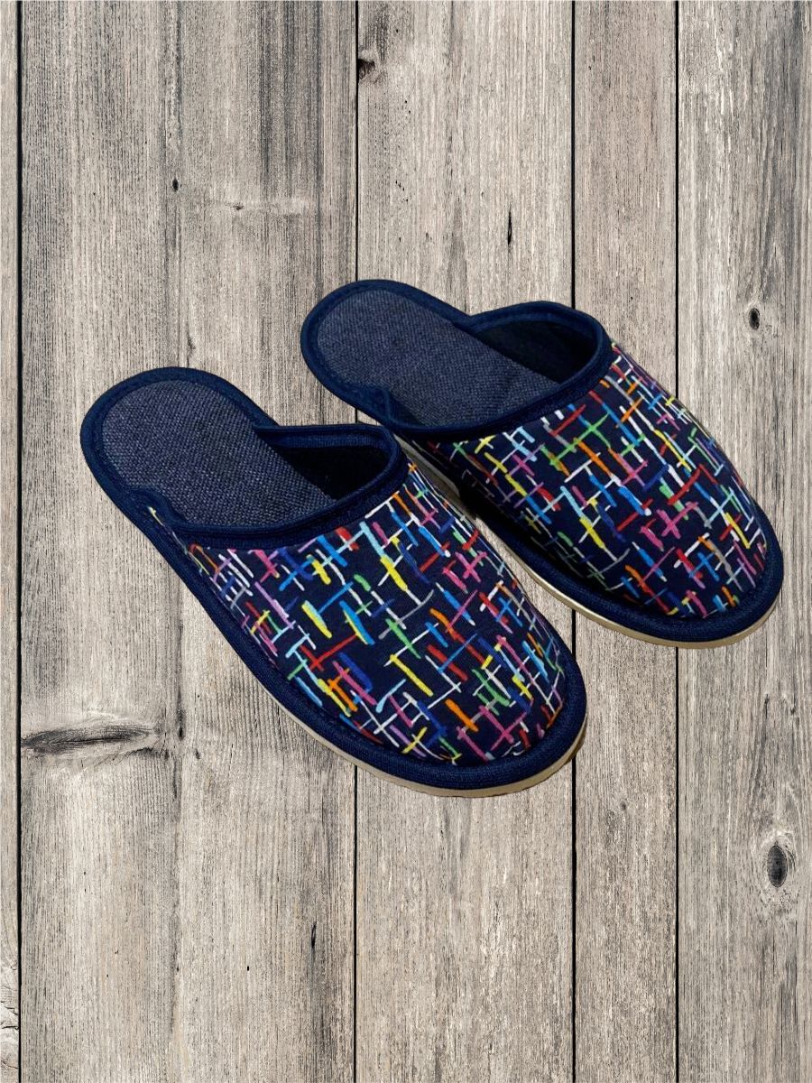 Тапочки женские арт.128 - синие черточки