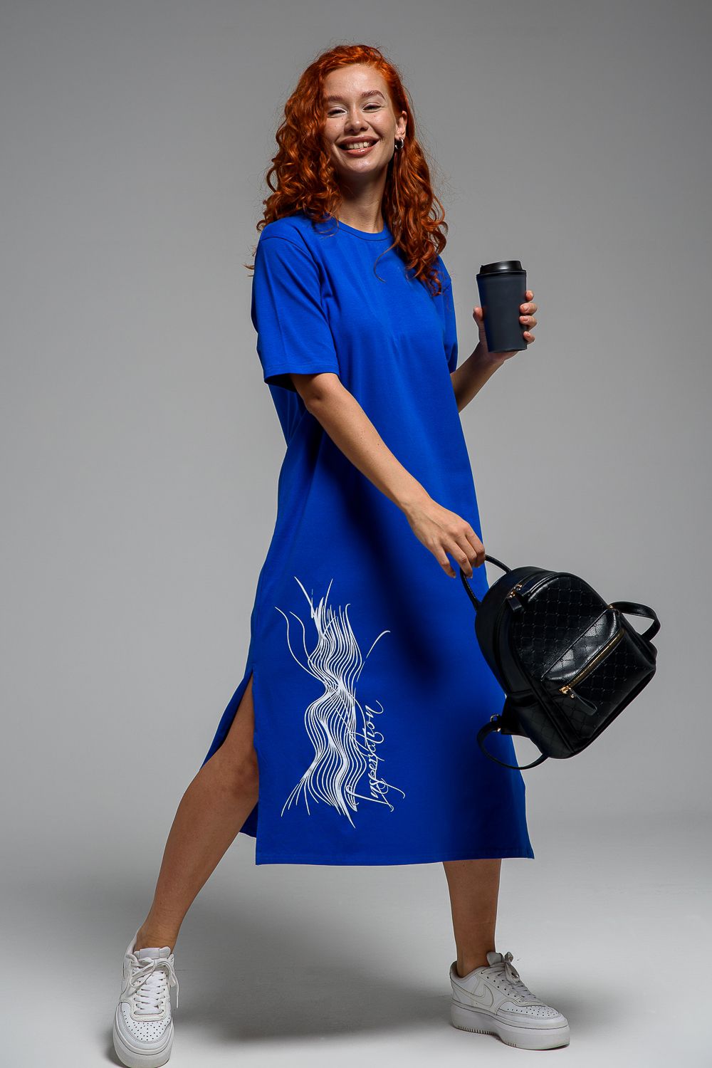 8517 платье женское длинное - синий