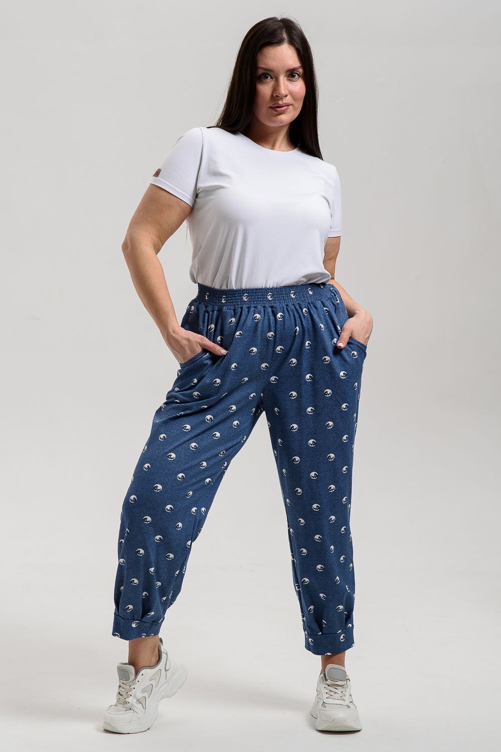 Брюки 9147 - мелкие планеты на джинсе