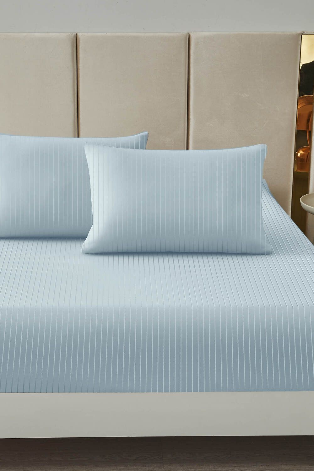 КПБ Страйп Сатин - голубой