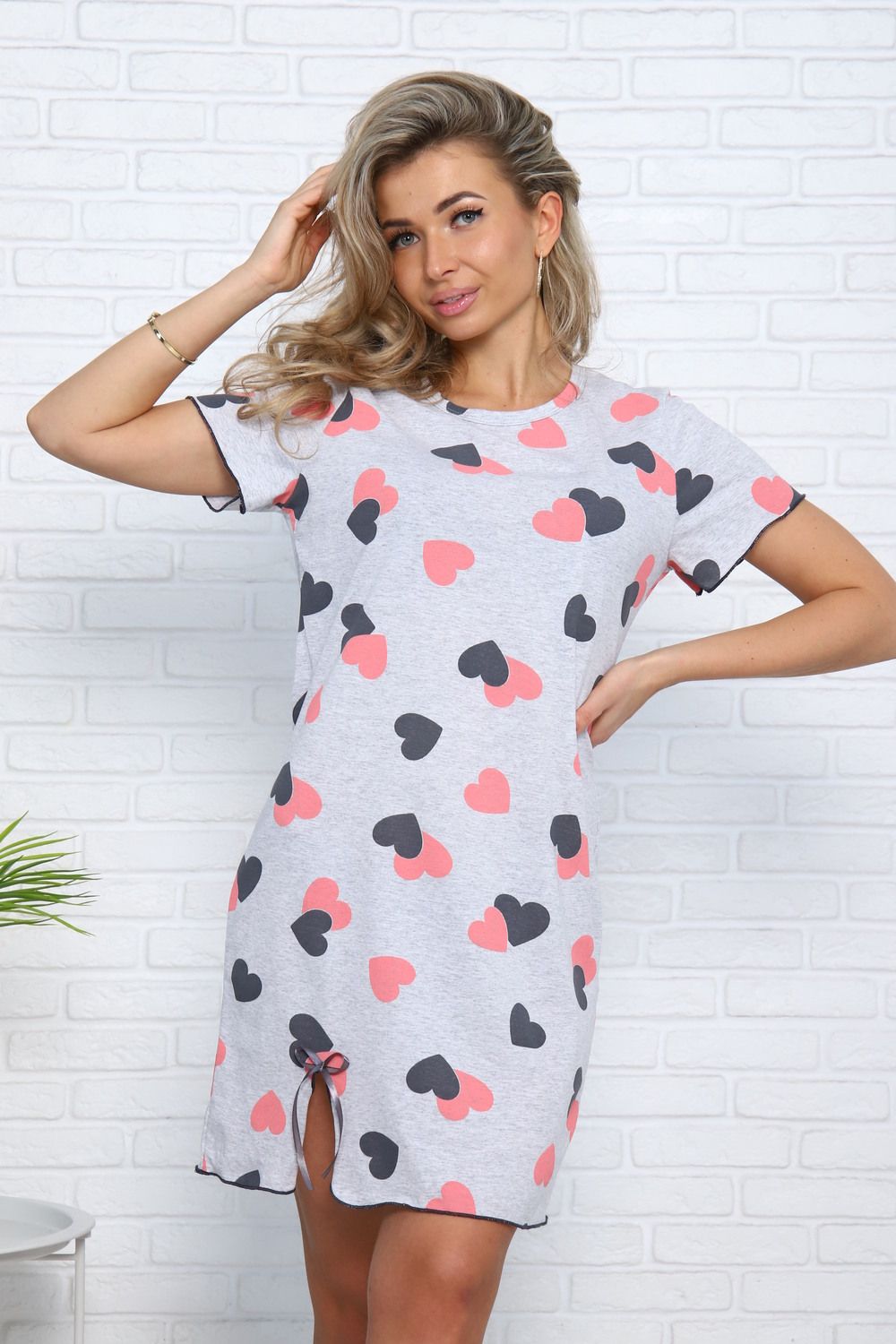 Сорочка женская 33601 - серый+антрацит