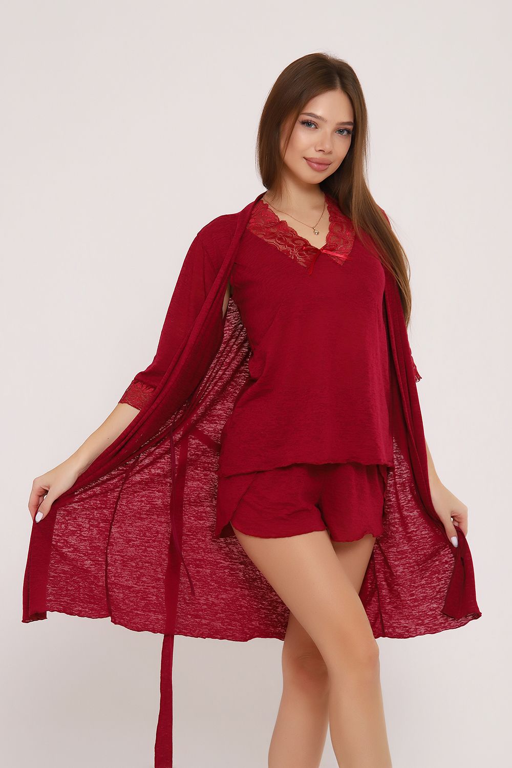 Пеньюар женский 29009 - бордовый