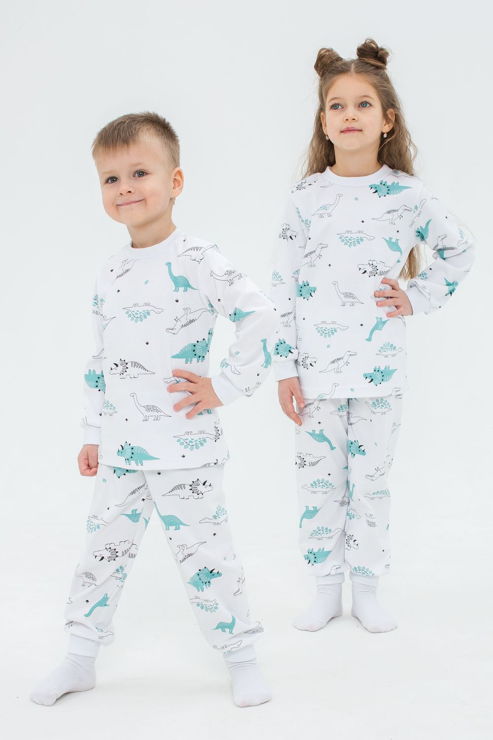 Пижама интерлок Морфей 10117 - белый/бирюза