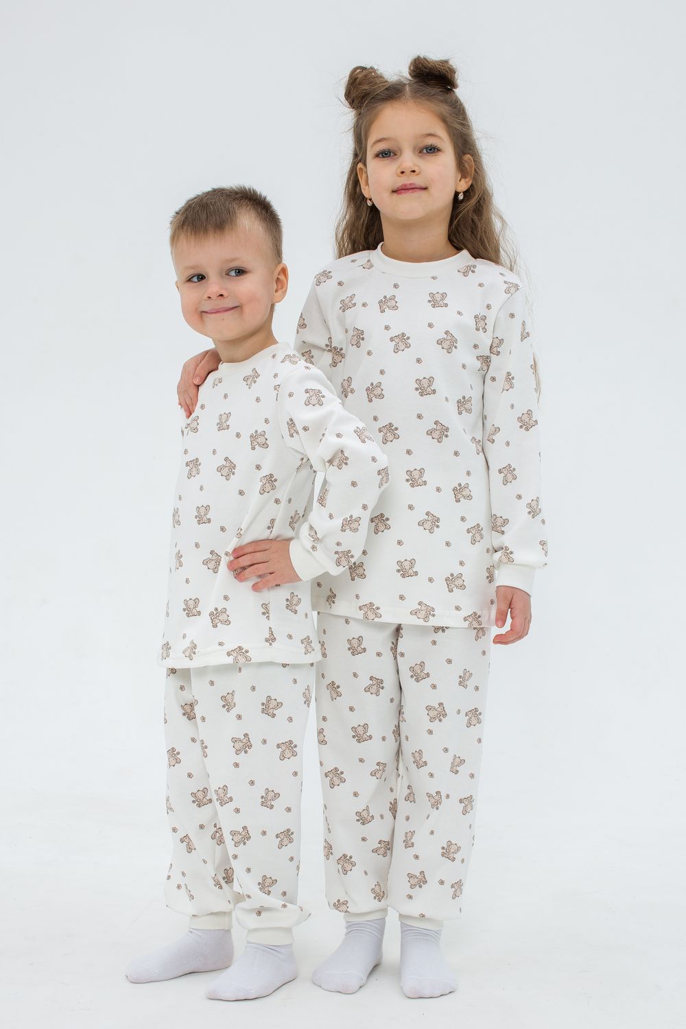 Пижама интерлок Морфей 10117 - кремовый+коричневый