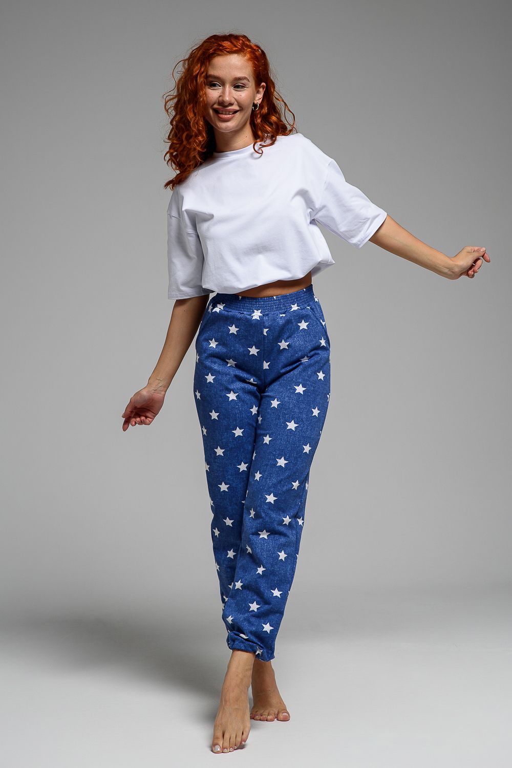 7435 брюки женские - звезды на джинсе