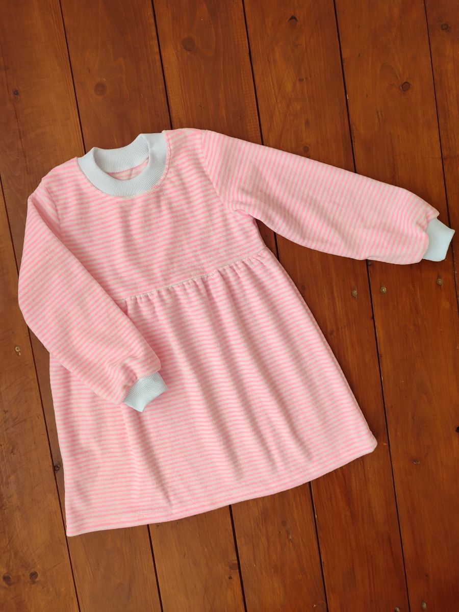 Платье Велюр с длинным рукавом 33054 - розовый