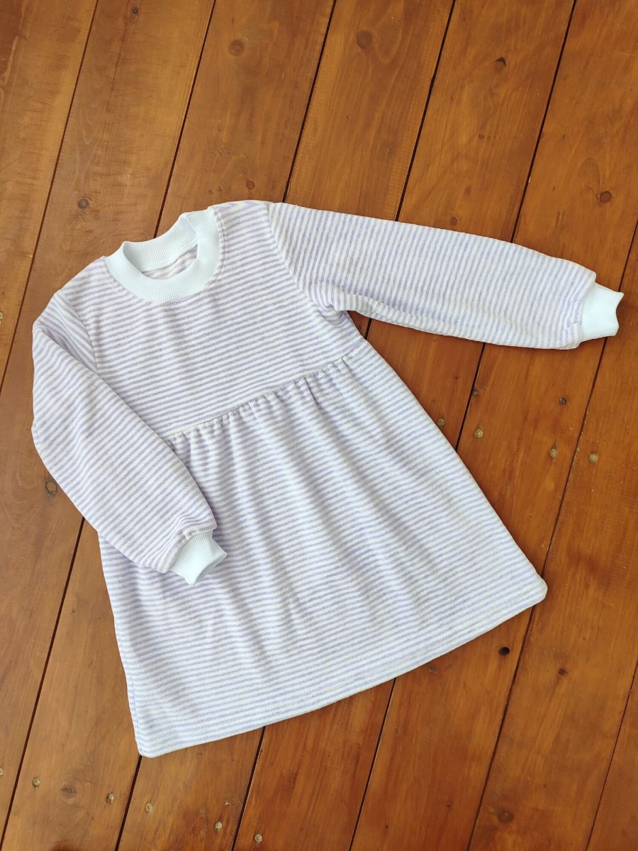 Платье Велюр с длинным рукавом 33054 - лавандовый