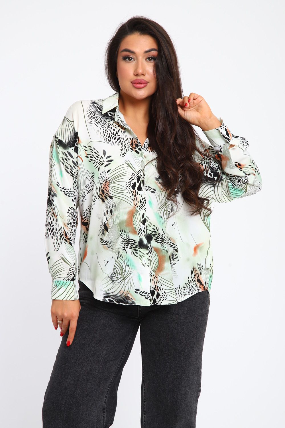 Женская рубашка 31877 - зеленый