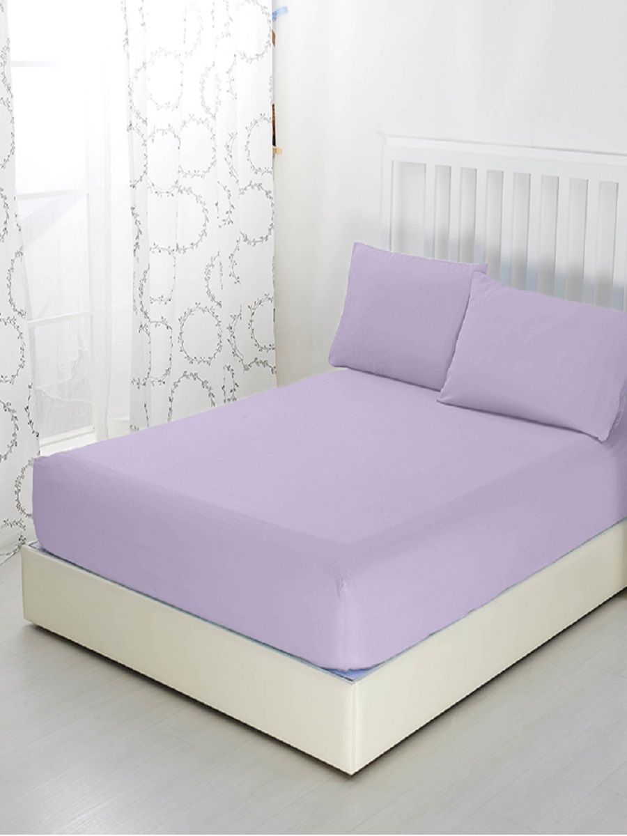 Простыня трикотажная на резинке - сиреневый