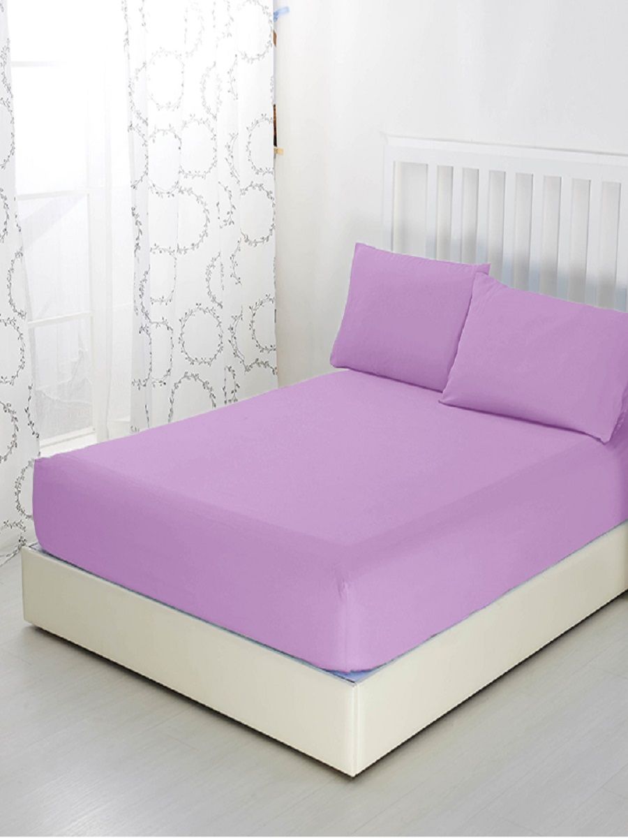 Простыня трикотажная на резинке - сиреневый