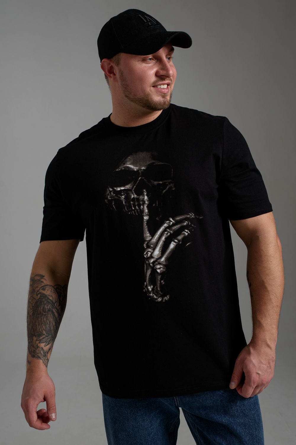 8545 Футболка мужская - черный+жест