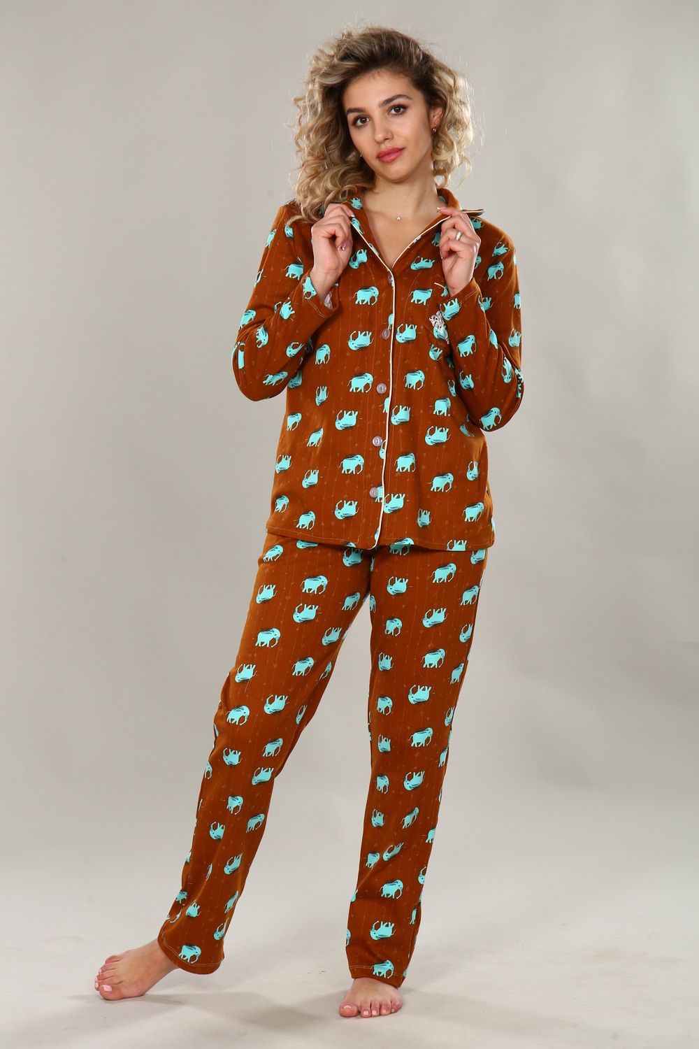 Пижама женская со штанами ТК-252сл - коричневый