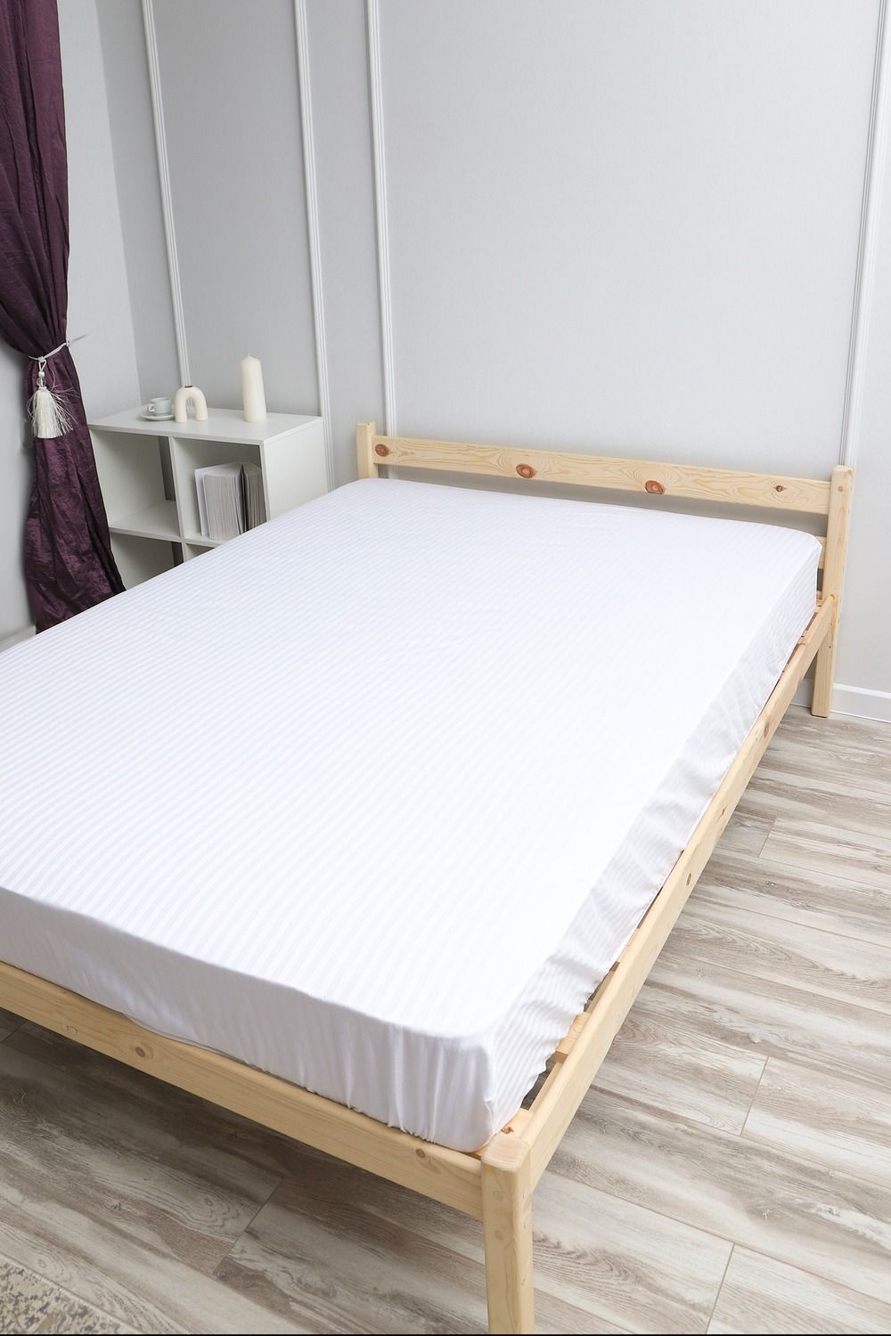 Простыня из страйп-сатина Комфорт - белый