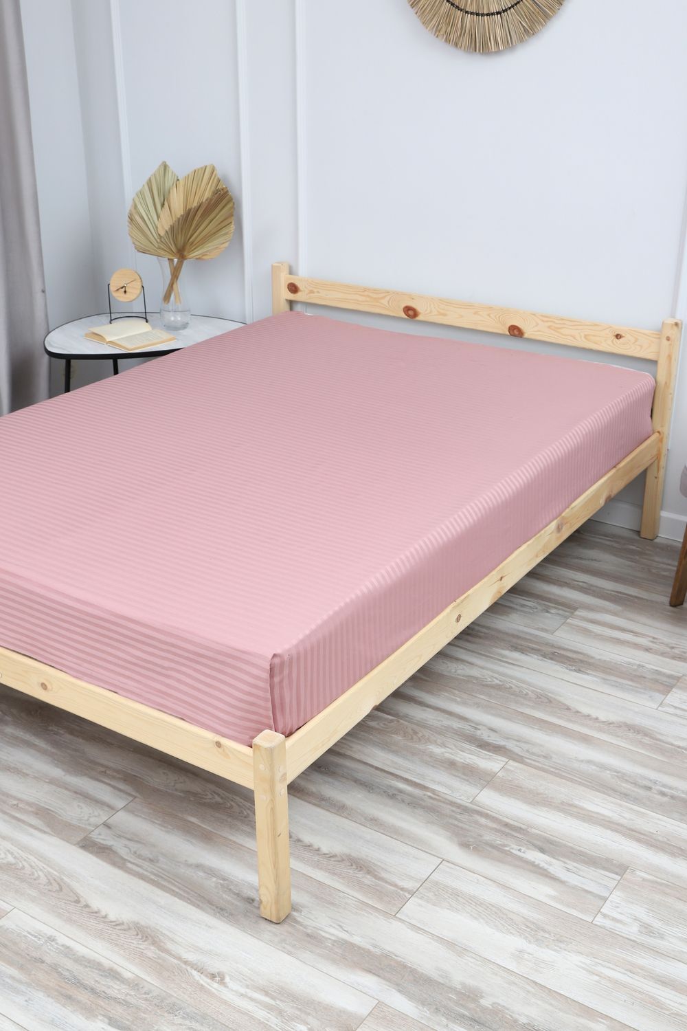 Простыня из страйп-сатина Комфорт - пыльная роза