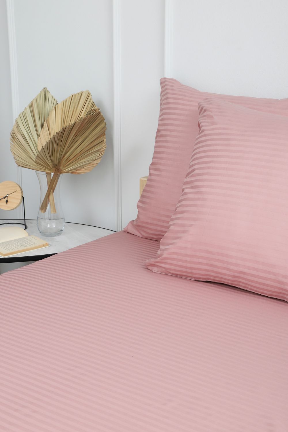 Наволочка из страйп-сатина Комфорт - пыльная роза