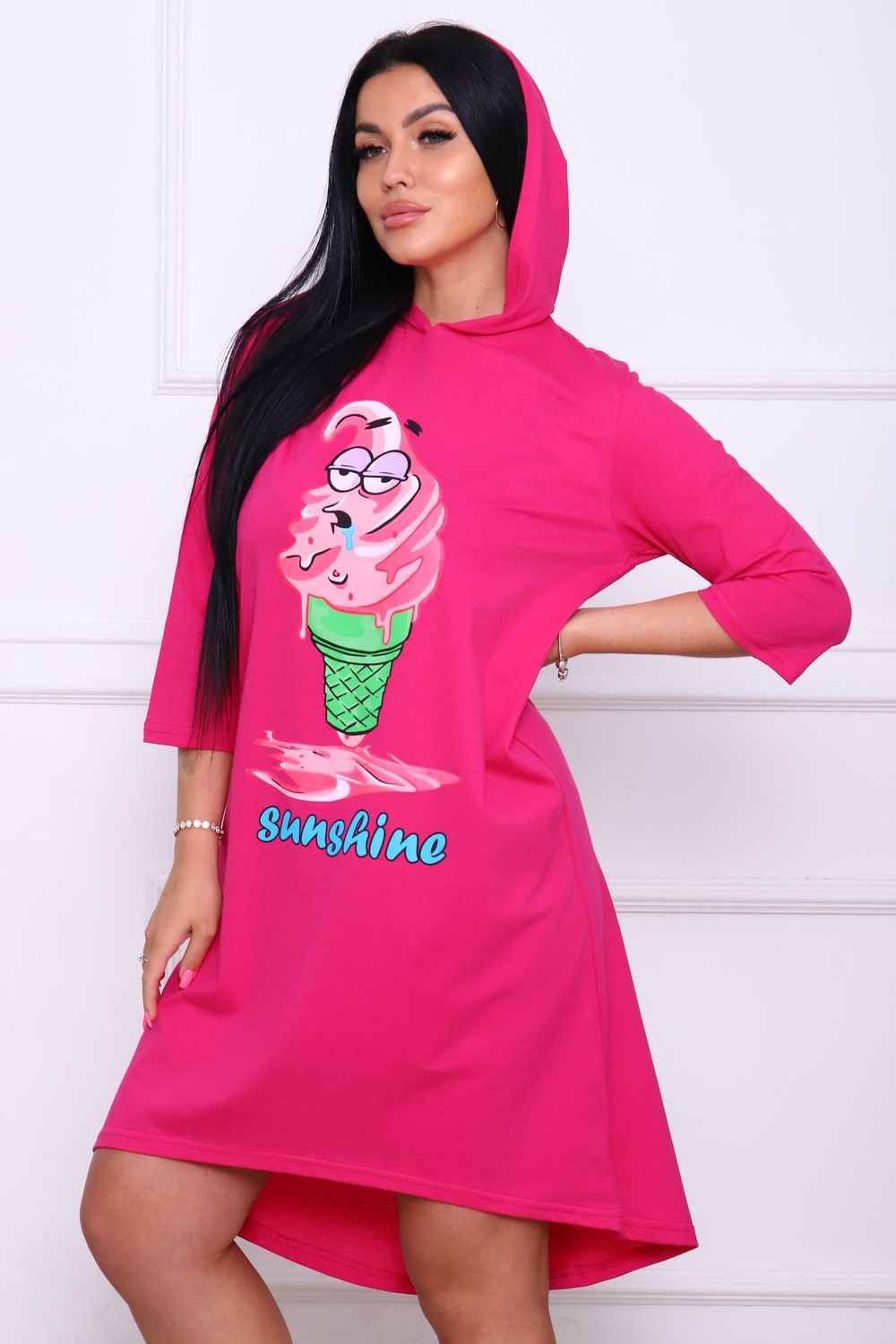 Туника с капюшоном 3320-0001-К-ОН - розовый