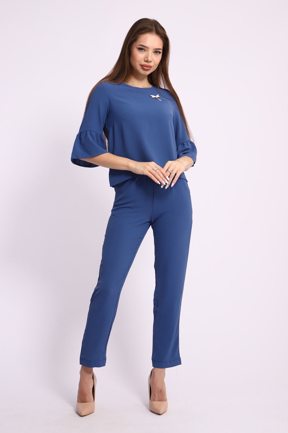 Молодежный брючный костюм 31917 - джинс