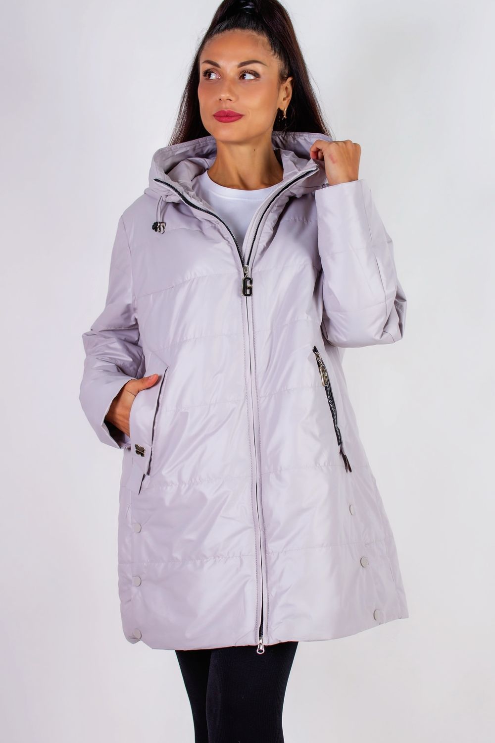 Демисезонная куртка Лайт, большие размеры, арт.332 - бежевый