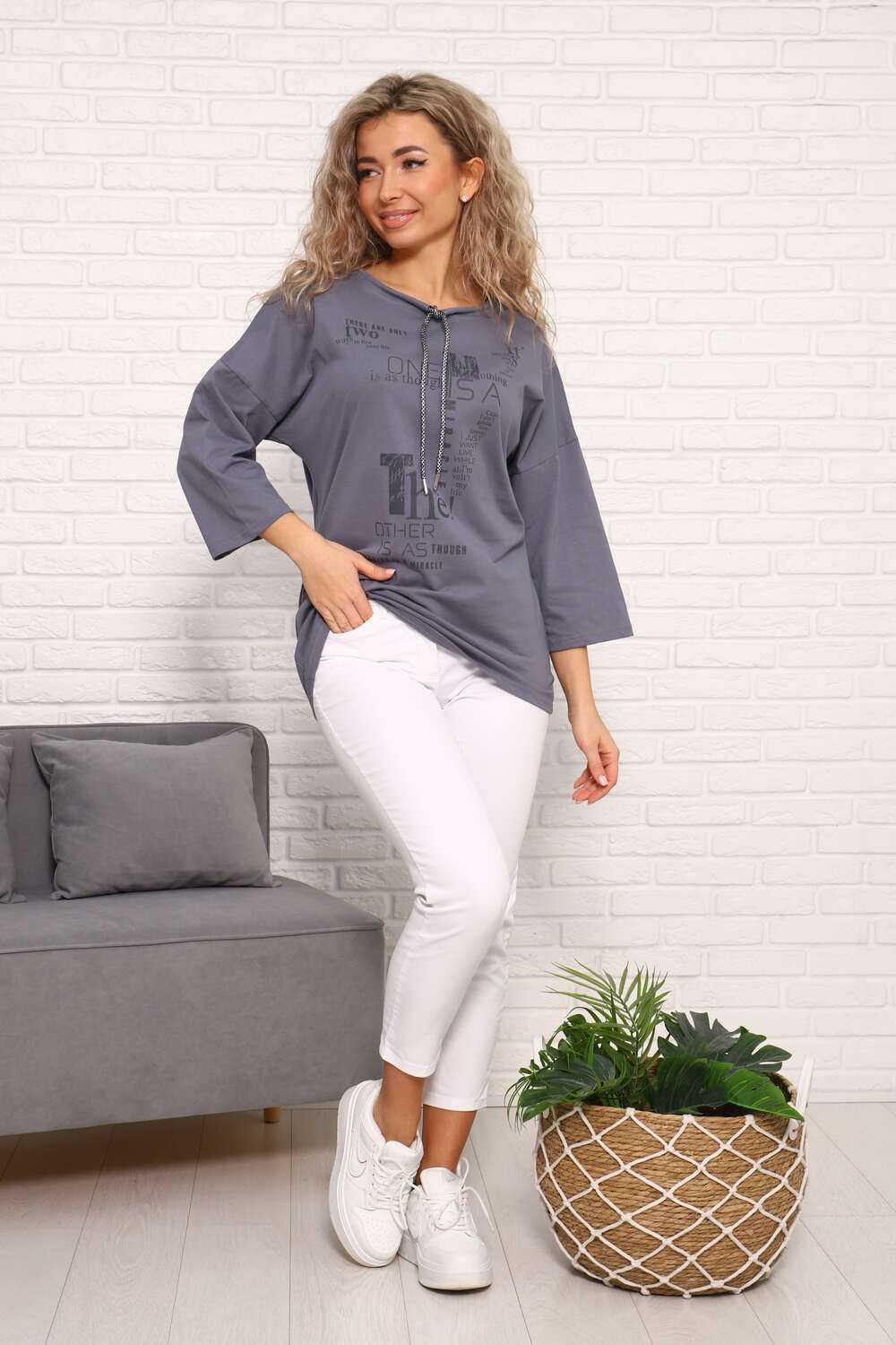 Туника женская со спущенным рукавом  20512 - графит