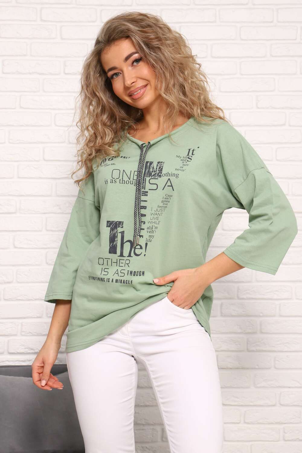 Туника женская со спущенным рукавом  20512 - фисташка