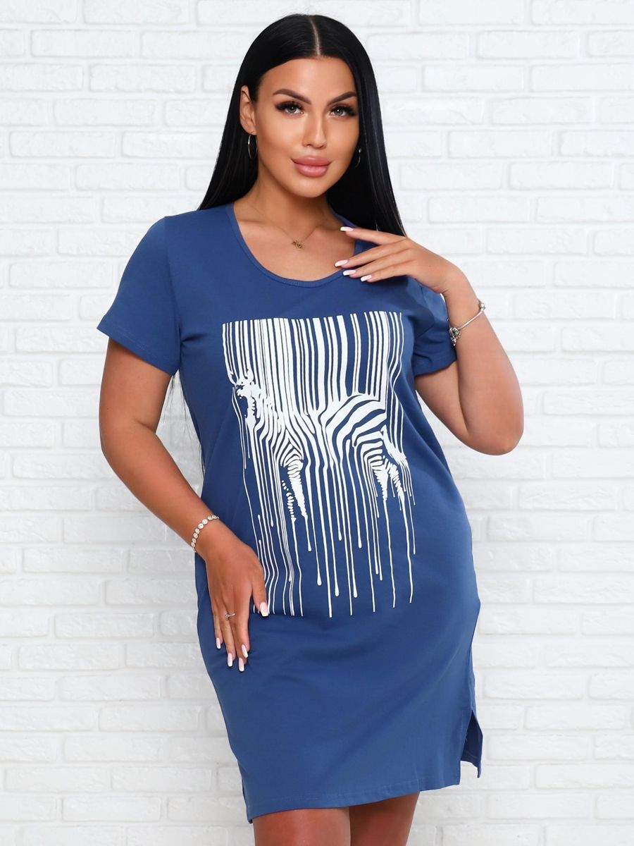 Туника женская с принтом 3320-0001 - синий
