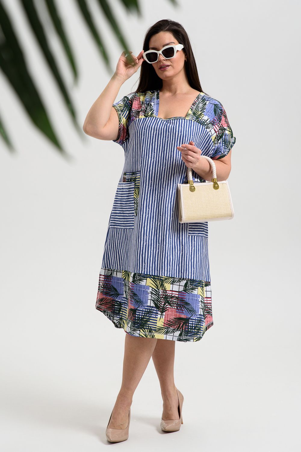 Платье женское 9253 - пальмы индиго