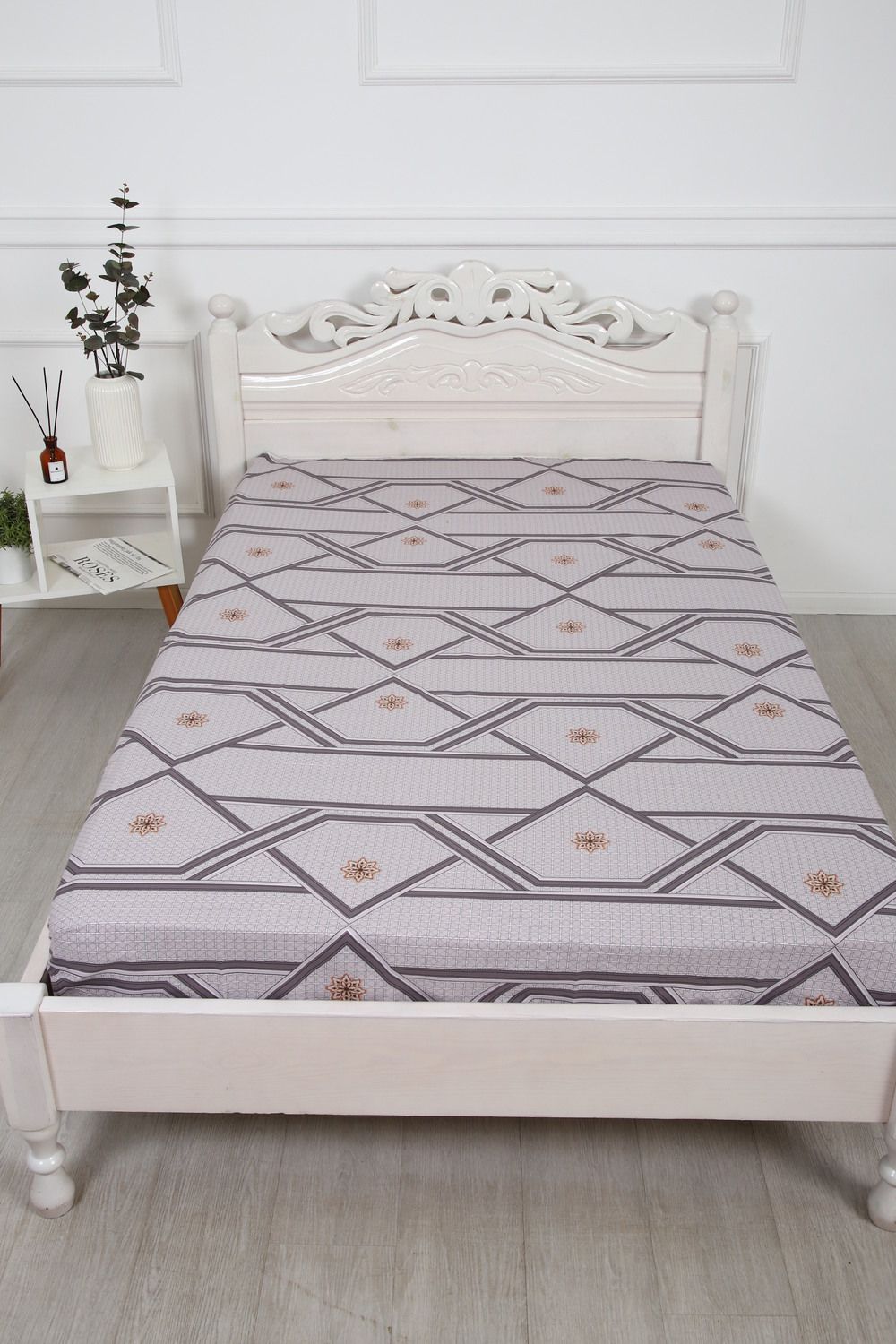 Простыня поплин Юпитер - серо-розовый