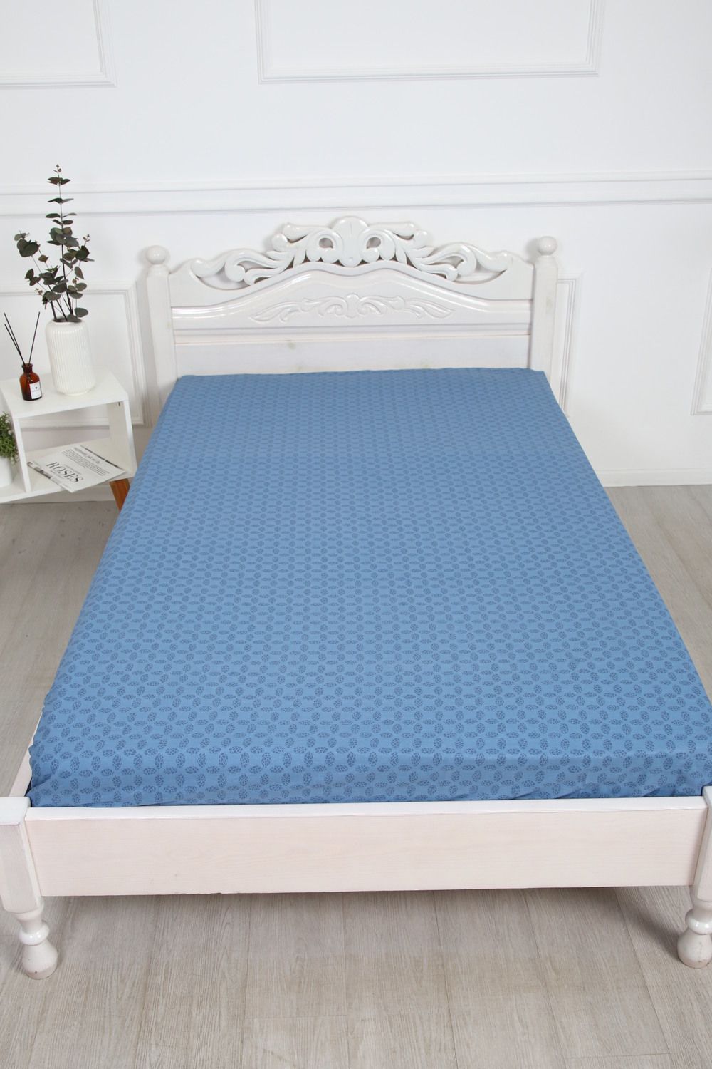 Простыня на резинке поплин Джаз-компаньон - синий