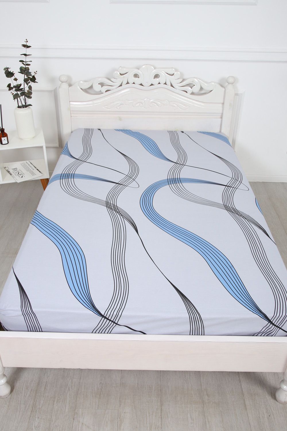 Простыня на резинке поплин Джаз - серый