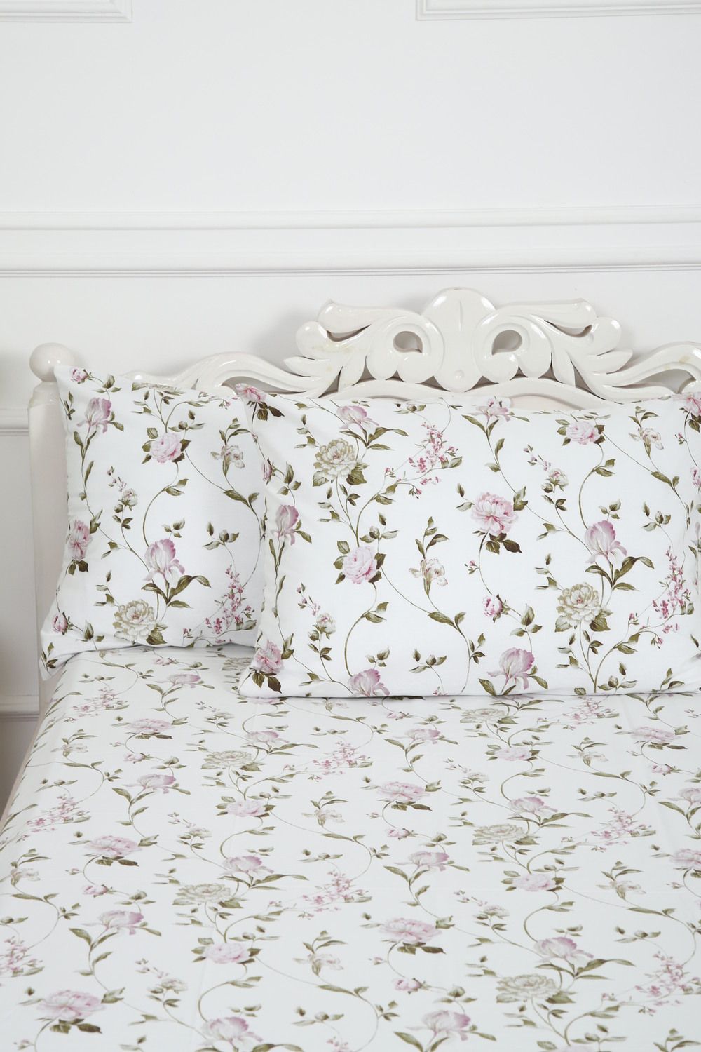 Наволочка поплин Пиония - белый