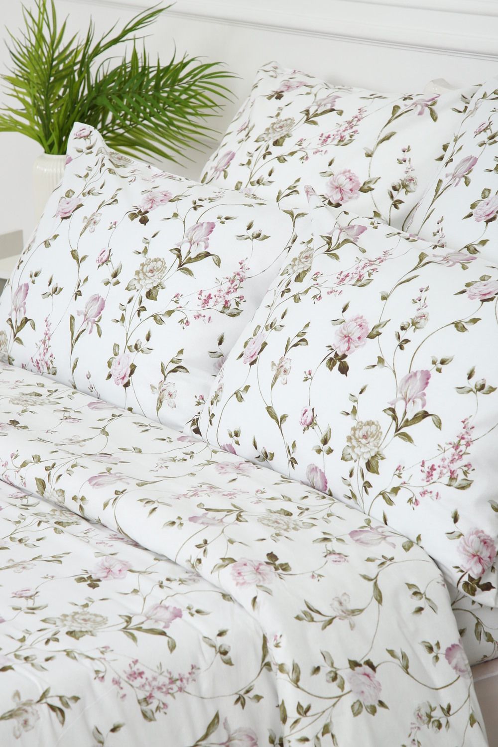 Пододеяльник поплин Пиония - белый