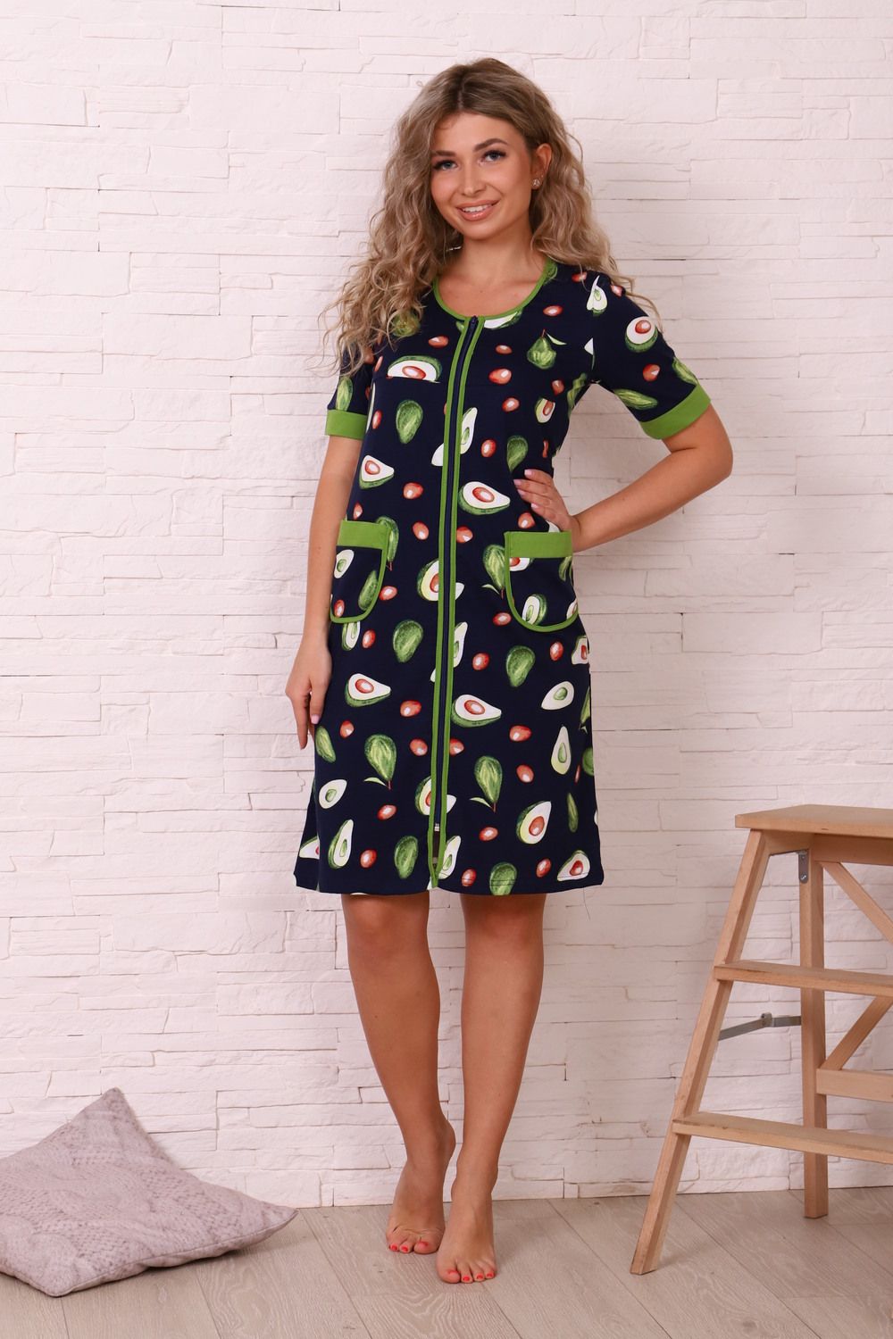 Халат домашний Х124 - Авокадо Синий