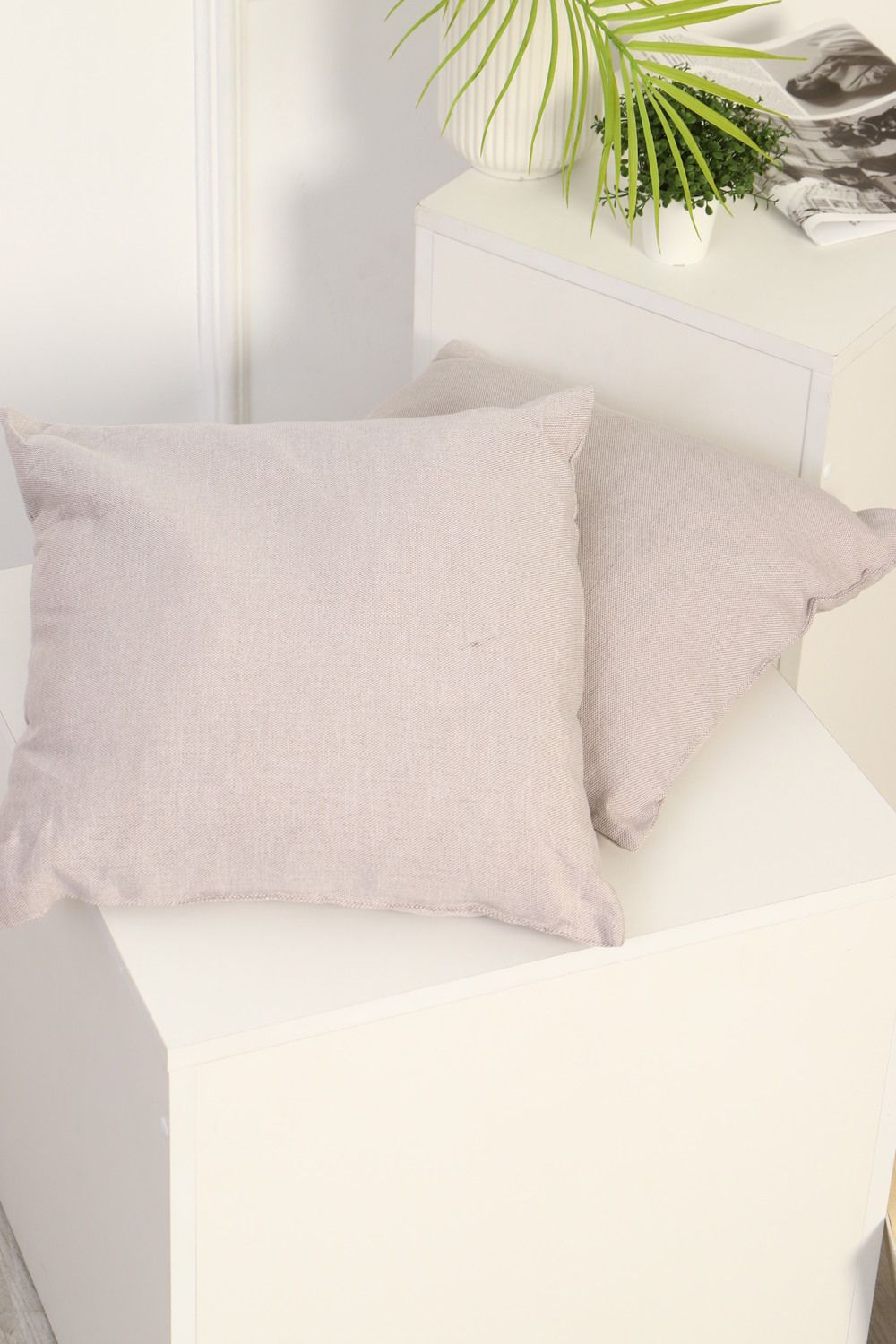 Подушки декоративные с чехлом из рогожки 2 шт. Арт. Рогожка-2шт - нежно-бежевый