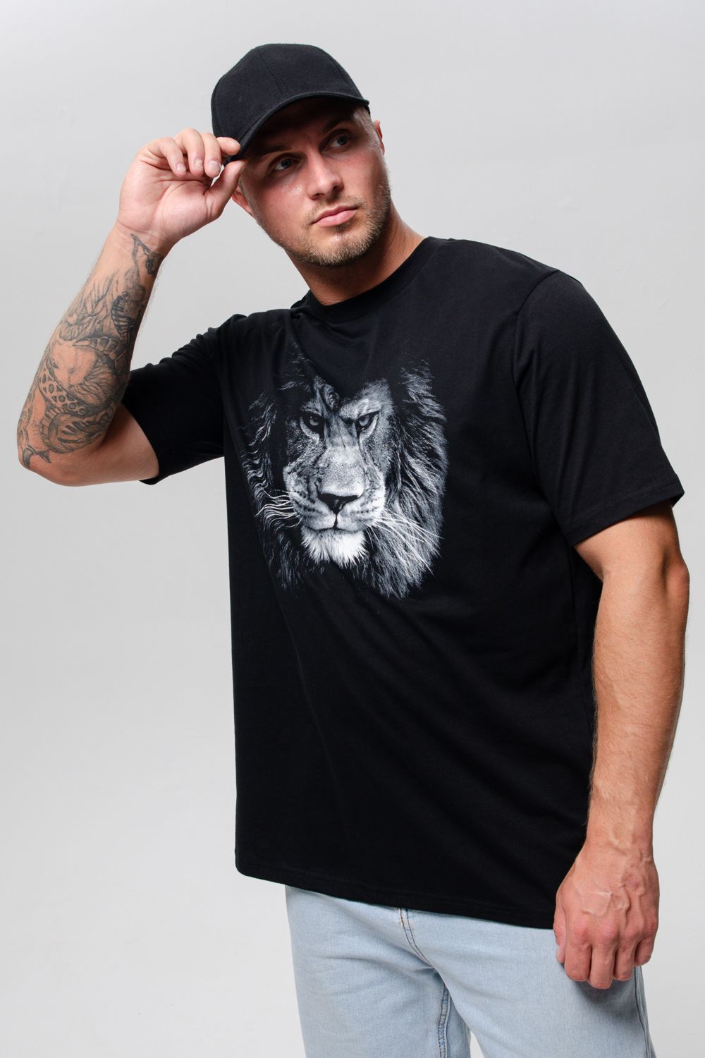 Футболка мужская 8500/1 - черный+лев