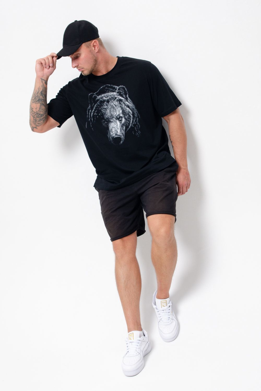 Футболка мужская 8500/1 - черный+медведь