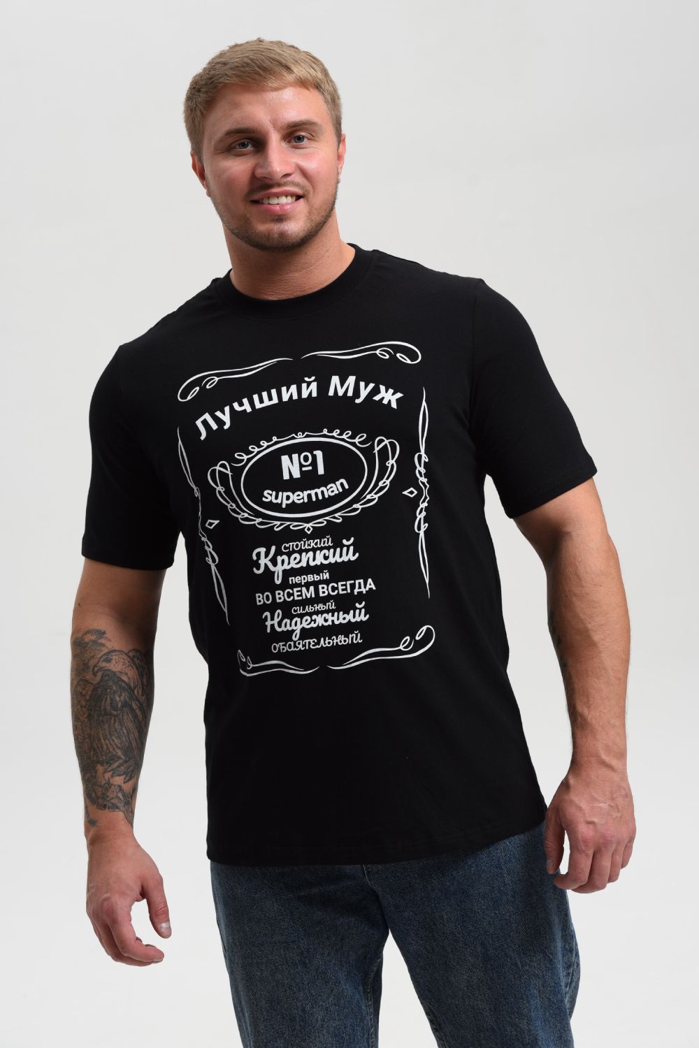 8539 футболка мужская - черный+супермен