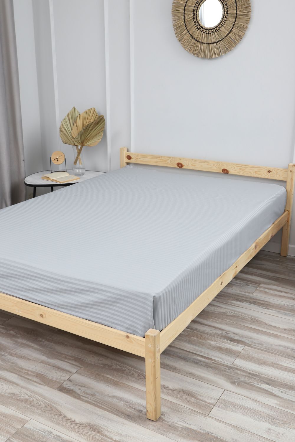 Простыня из страйп-сатина Комфорт - серый