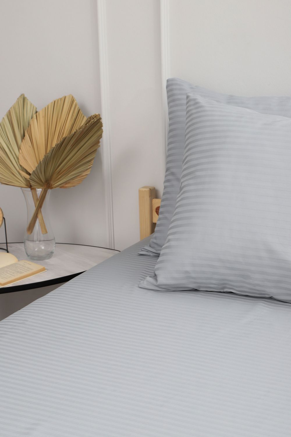 Наволочка из страйп-сатина Комфорт - серый