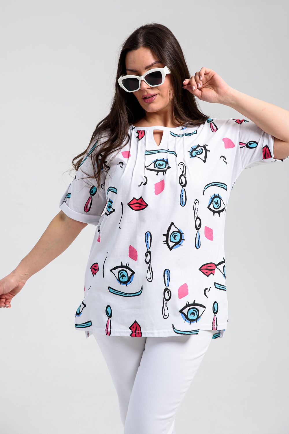 Туника 8243 - глаза на белом